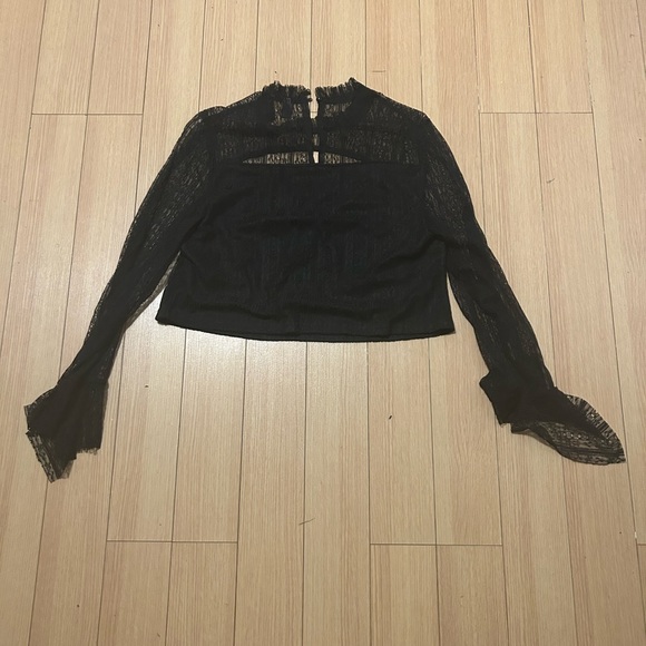 Plus size, high neck, black lace top. - Picture 3 of 3